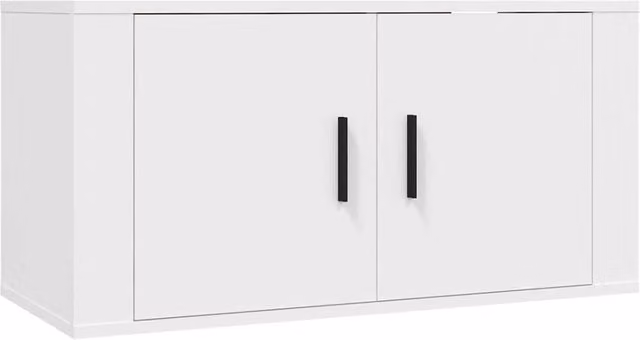 Berkfield Home Wall Mounted TV Cabinet in White, W/D/H: 80 x 34.5 x 40 cm