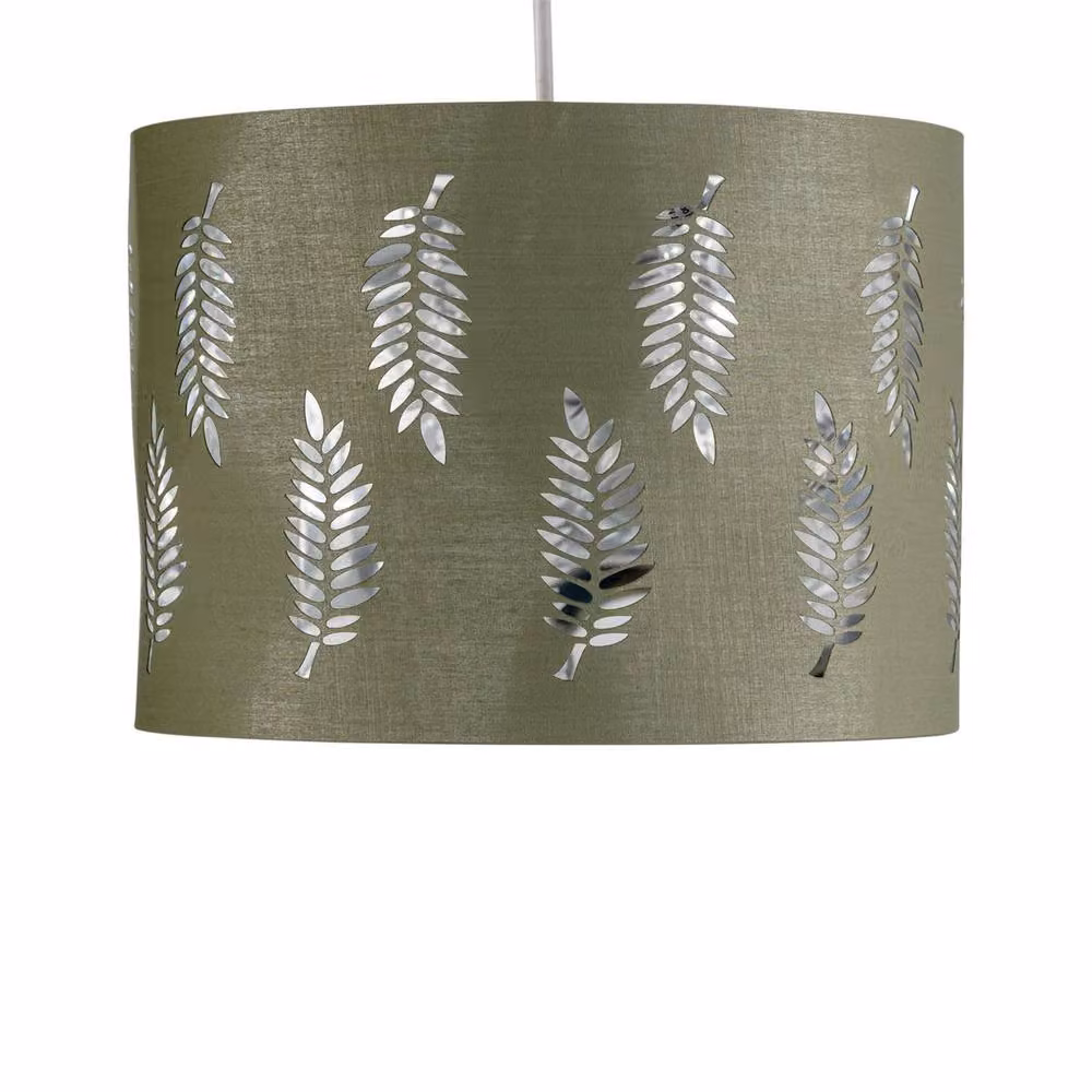 First Choice Lighting Fern Round Easy Fit Pendant Lightshade in Green and White, Diameter: 25 cm – 2