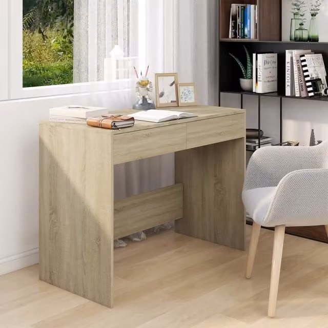 Berkfield Sonoma Oak Writing Desk in Beige, W/D/H: 101 x 50 x 76.5 cm – 1