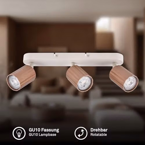 Briloner Modern Metal Spotbar Ceiling Light, Adjustable GU10 Spotlight in Brown – 2