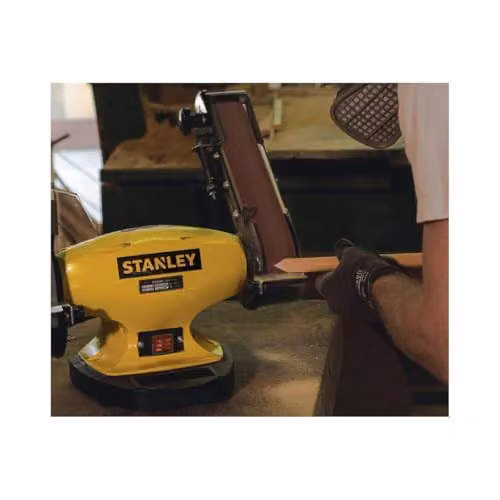 Stanley Bench Grinder and Sander in Yellow, 330W Benchtop Tool for Metalwork and Woodwork – 4