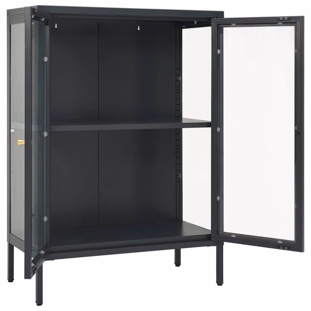 Berkfield Home Anthracite Sideboard in Grey Steel and Glass, W/D/H: 75 x 35 x 105 cm – 2