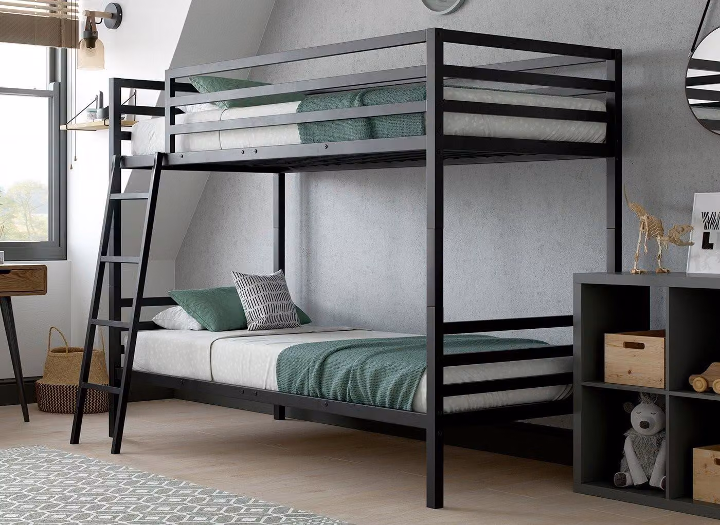Dreams Saturn Kids Industrial Metal Bunk Bed in Black