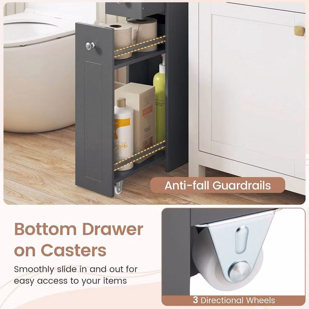 Kelvenix Small 4-Tier Bathroom Storage Cabinet in Matt Grey – 2