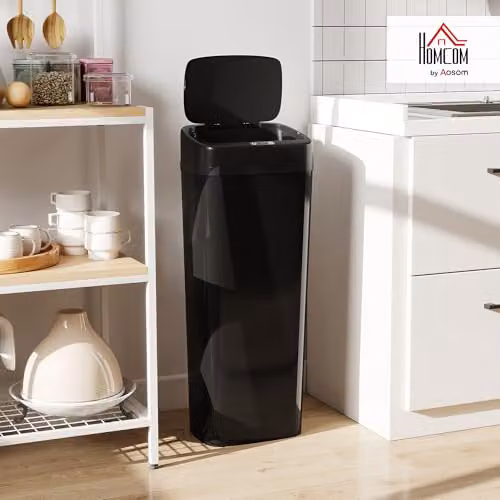 HOMCOM 50L Automatic Sensor Slim Kitchen Bin in Black, W/D/H: 25.0 x 33.0 x 84.0 cm – 2