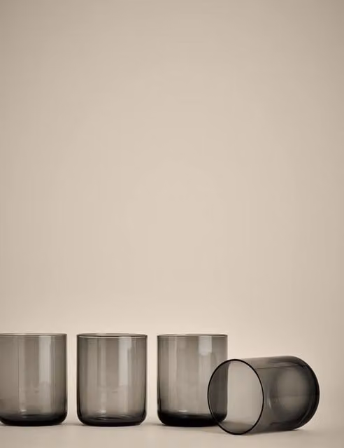 M&S Set of 4 Grey Glass Everyday Tumblers