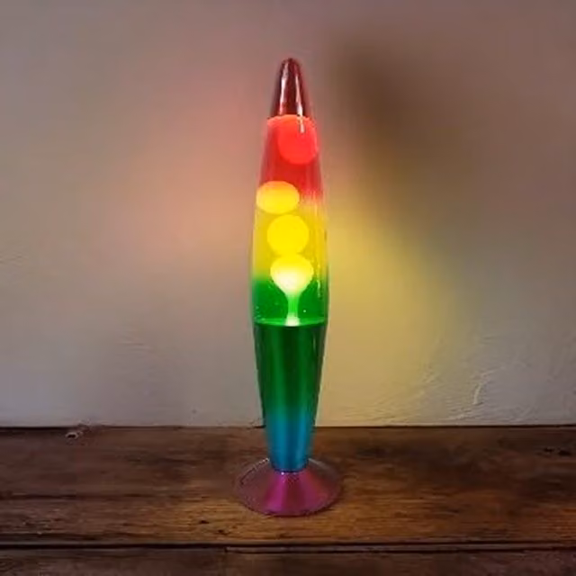 Almineez Rainbow Magic Motion Wax and Liquid Light Lamp in Silver and Multicolour, Diameter: 40.64 cm