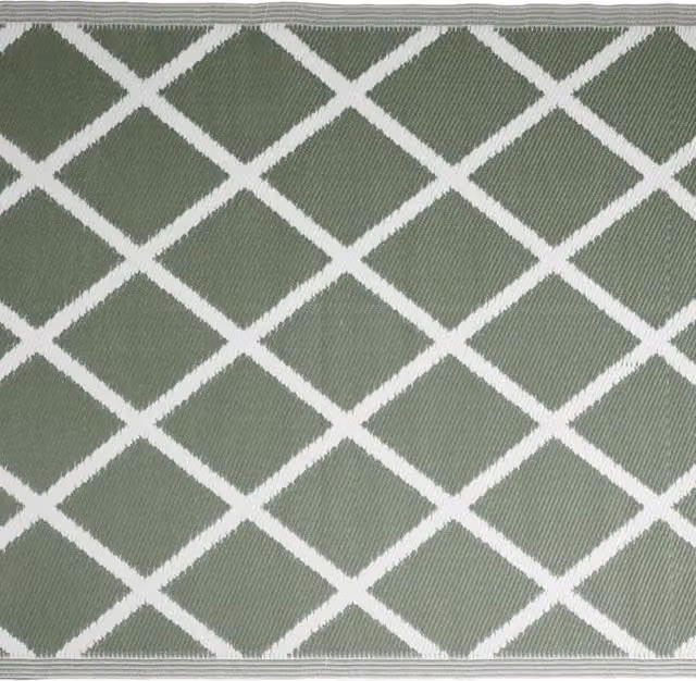 idooka Diamond Outdoor Camping Rug Mat in Green and White, W/D: 180 x 90 cm