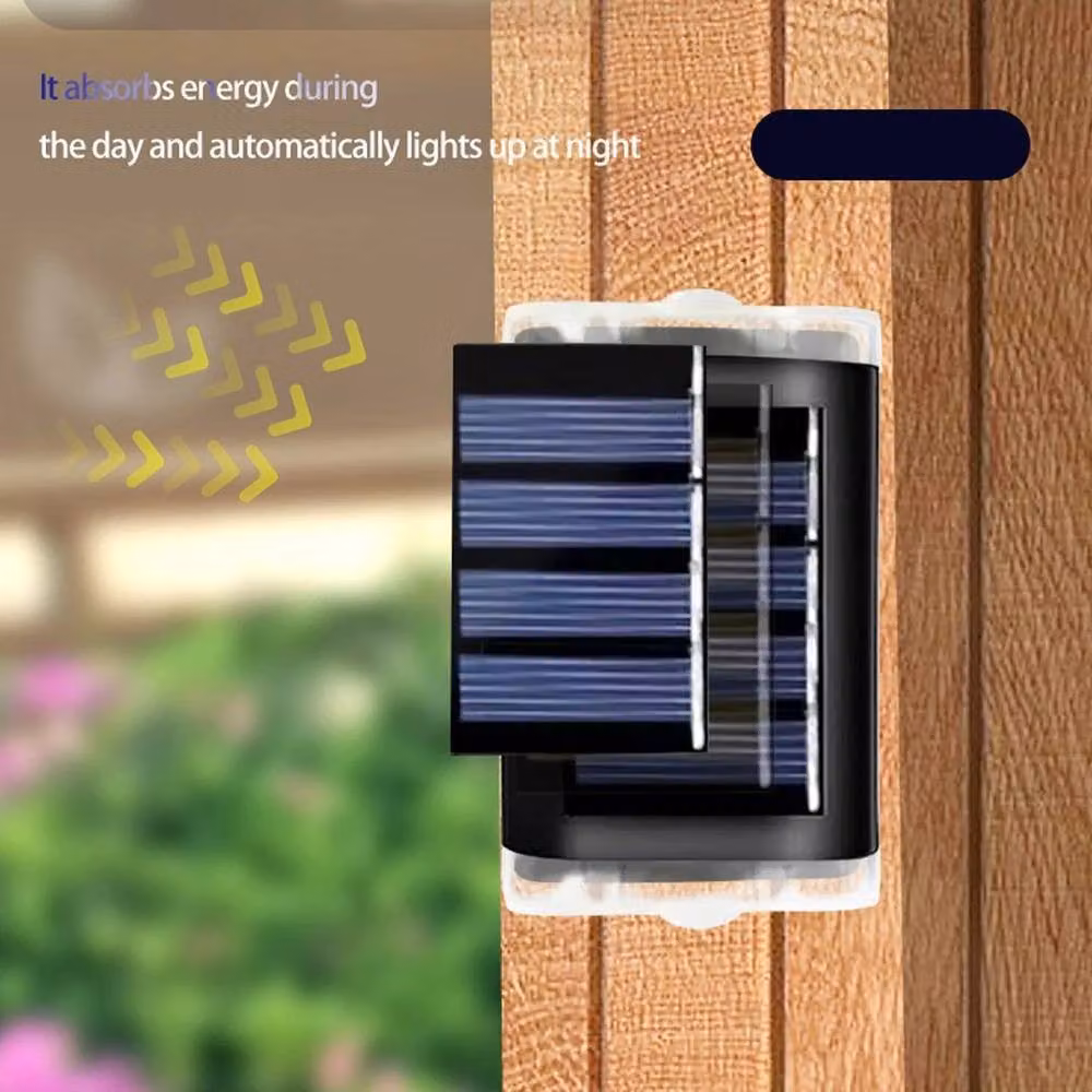 FLAVORA 4-Piece Set of Modern Black Solar LED Wall Lights with Dusk Sensor for Garden and Step Lighting – 3