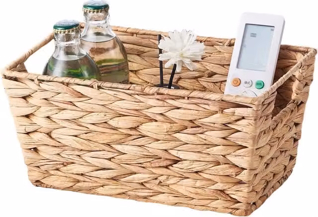 Eden & Willow Brown Water Hyacinth Woven Open Weave Storage Basket with Handles