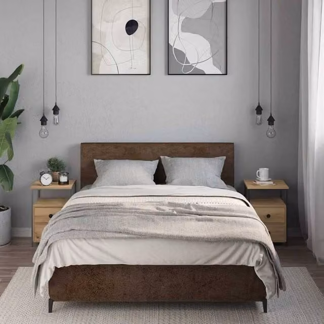 Berkfield Home Modern Bedside Cabinets, 2 Piece Set, Artisan Oak in Brown, W/D/H: 34 x 35.5 x 50 cm