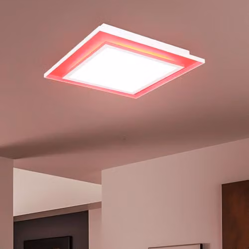 Globo Lighting Netlighting Murphy Square LED Ceiling Light, White and Multicolour, Dimmable with Remote Control, 24 W, 1500 lm, W/D/H: 44.3 x 44.3 x 6.3 cm – 4