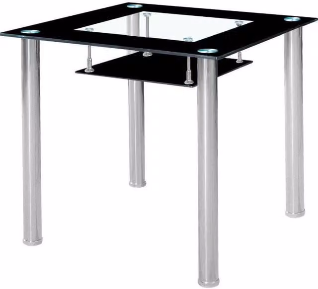 Modernique Black Tempered Glass Square Dining Table