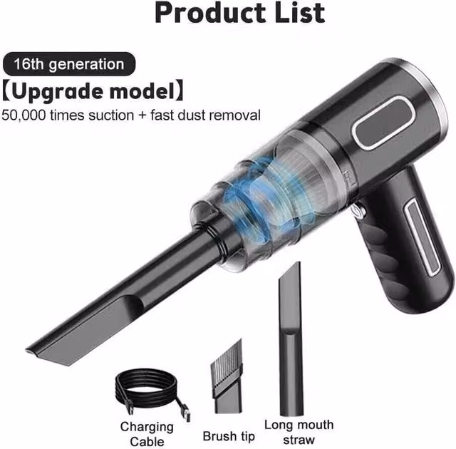 KORVIXA Cordless Handheld Rechargeable Vacuum Cleaner in Black, Height: 100 cm – 1