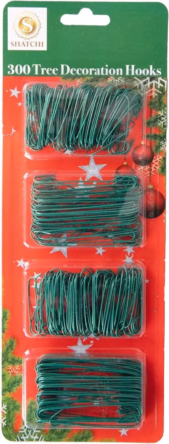 Shatchi 300 Pieces Metal Christmas Tree Decoration Hanging Hooks in Green – 3