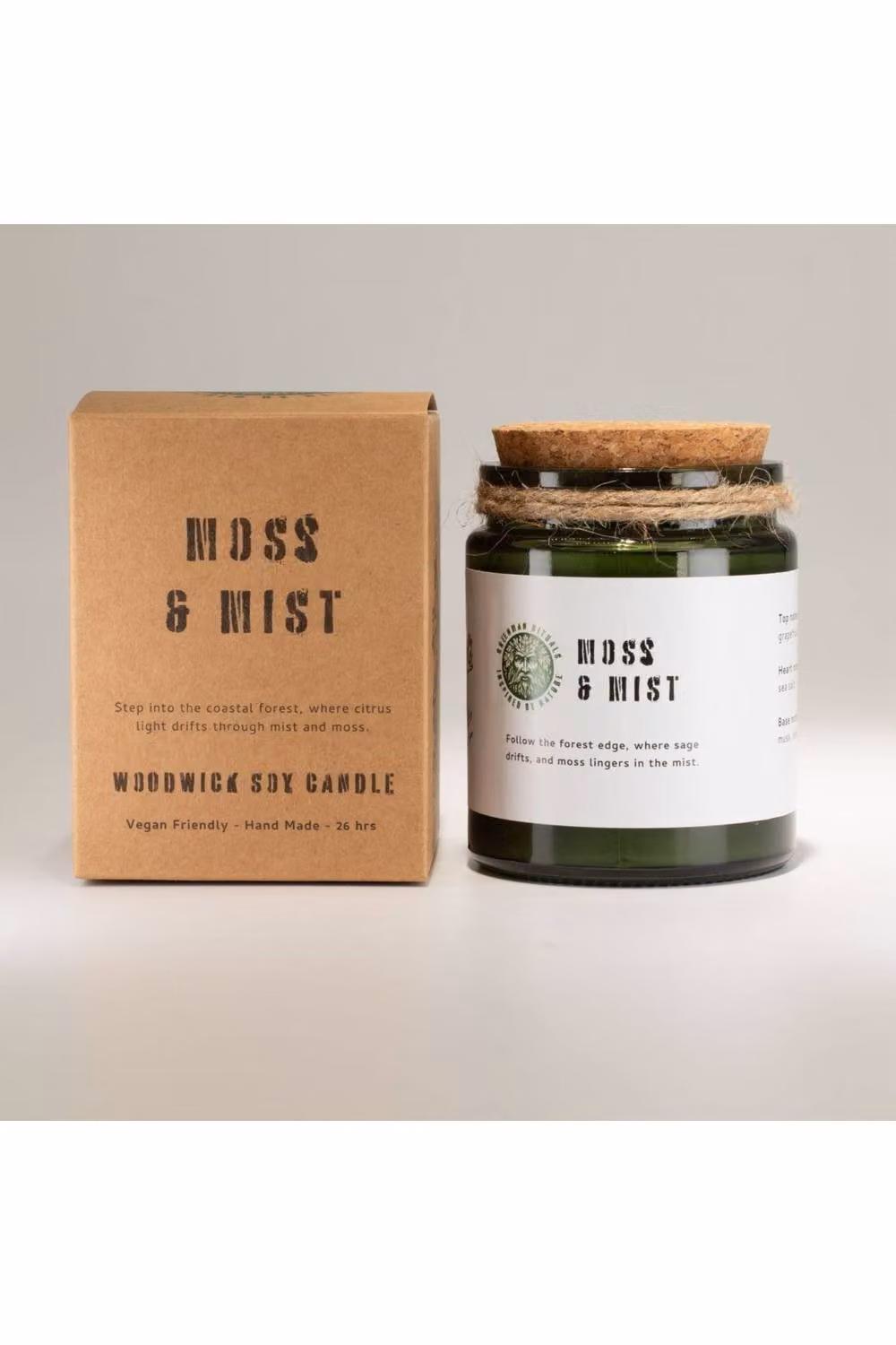 KDMD WoodWick Moss & Mist Soy Candle in a Green Glass Jar – 2