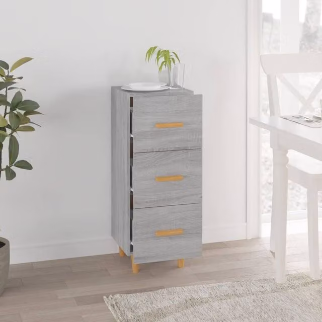 Berkfield Home Grey Sonoma Sideboard in Engineered Wood, W/D/H: 34.5 x 34 x 90 cm