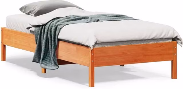 Berkfield Home Small Single Solid Wood Pine Bed Frame in Wax Brown, W: 75 cm, L: 190 cm