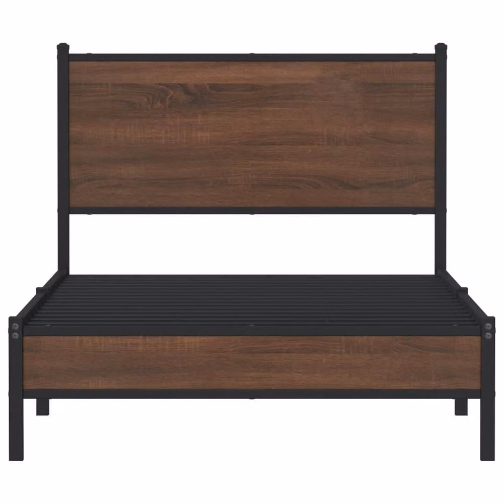 Berkfield Home Metal Bed Frame in Brown Oak, W: 100 cm, L: 190 cm – 4