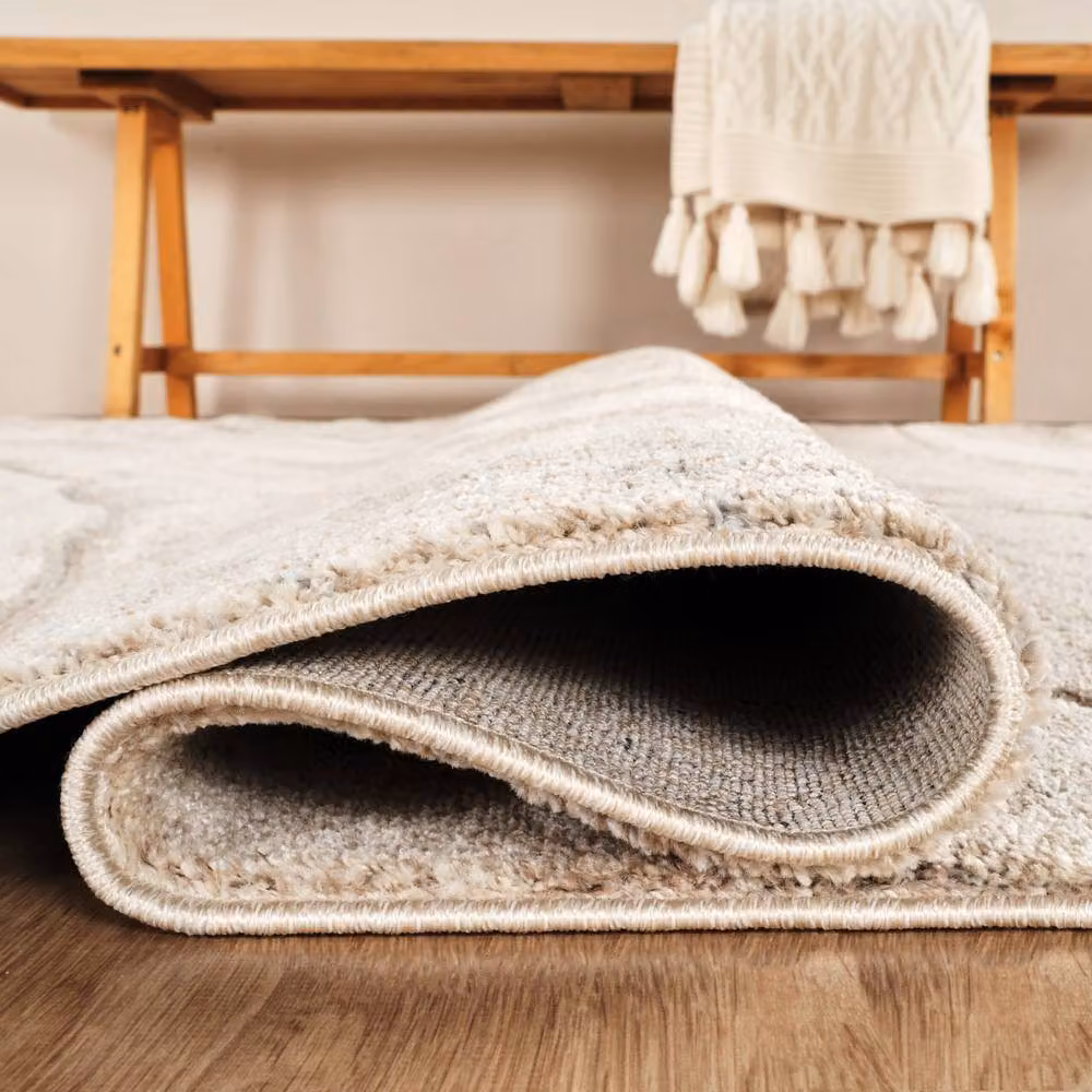 Desire Rugs Santiago Modern Geometric Patterned Carved Area Rug in Beige, W: 160 cm, L: 230 cm – 3