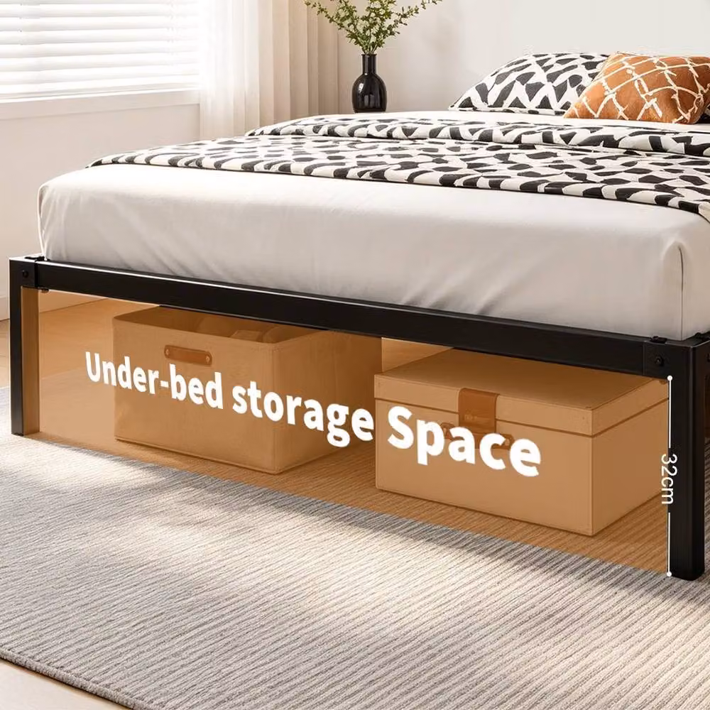 KORVIXA Black Metal Single Bed Frame, W/D/H: 90 x 190 cm – 4