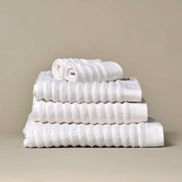 Misona Pack of 2 Organic GOTS Cotton Striped Face Cloths, White, W/D/H: 30 x 30 x 30 cm
