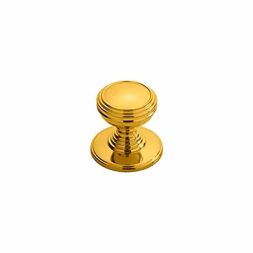 Loops 4 Pack Ringed Tiered Cupboard Door Knobs in Polished Brass, 30mm Diameter – 2