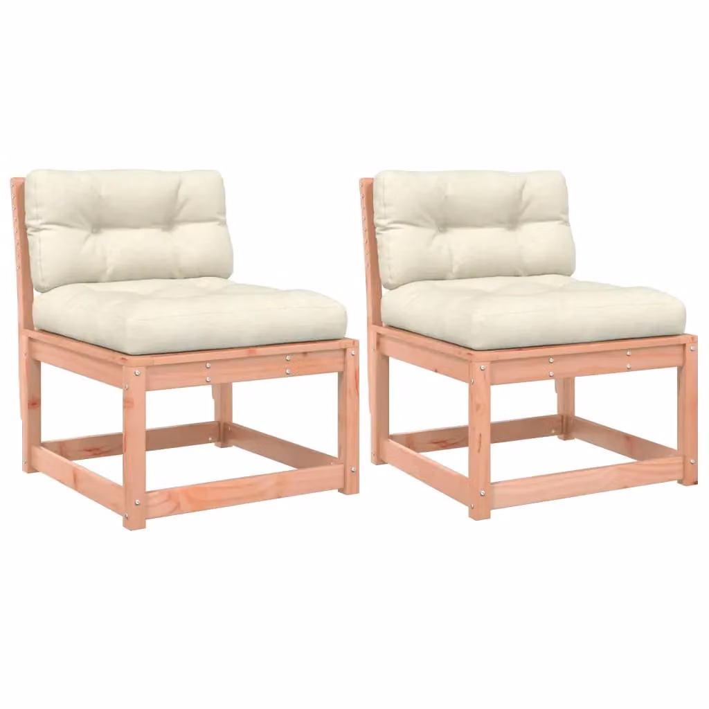 Berkfield Home Douglas 2-Piece Garden Sofa Set with Beige Cushions in Brown Solid Wood – 2