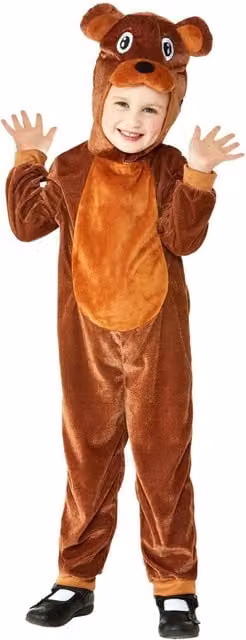 Smiffys Toddler Bear Bodysuit in Brown and Pink, Age 1-2 Years