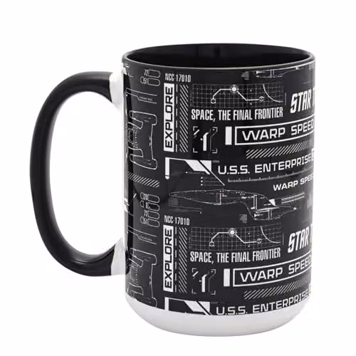 Widdop and Co. Star Trek Tech Geometric Mug in Black and White, 444ml – 3