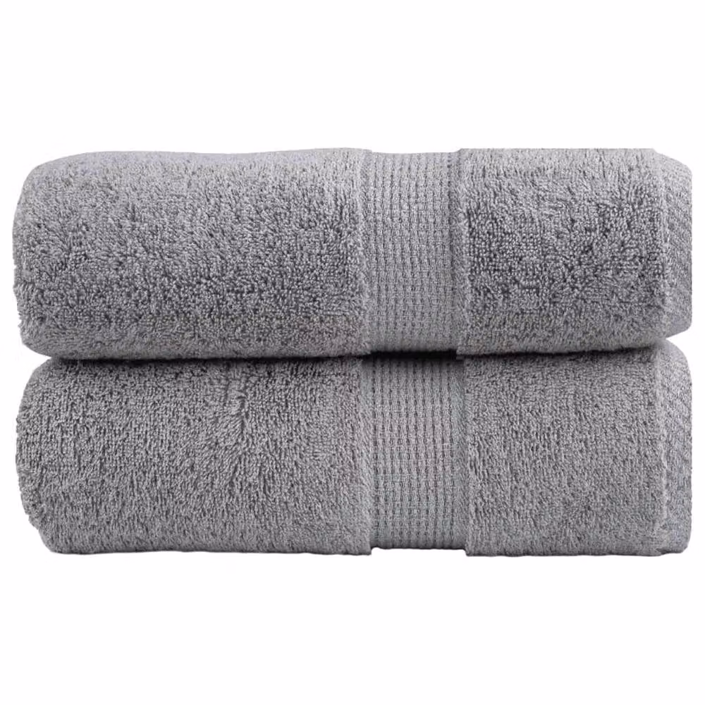 Berkfield Home SOLUND Premium Cotton Terry Guest Towels, 2 Pack, Grey, W: 30 cm x H: 50 cm, 600gsm – 2