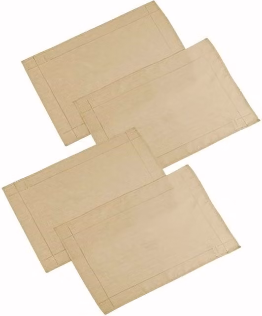 Gr8 Home Set of 4 Rectangular Polyester Placemats in Light Beige – 1