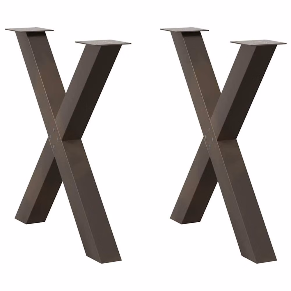 Berkfield Home X-Shaped Dining Table Legs, 2 Pieces, Brown Steel, H: 72.5 cm x W: 80 cm – 1