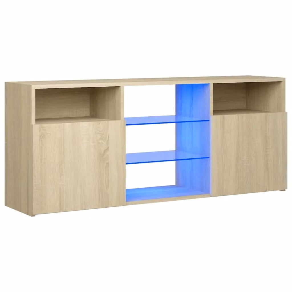 Berkfield Home Modern TV Cabinet with LED Lights in Sonoma Oak Brown, W/D/H: 120 x 30 x 50 cm – 2