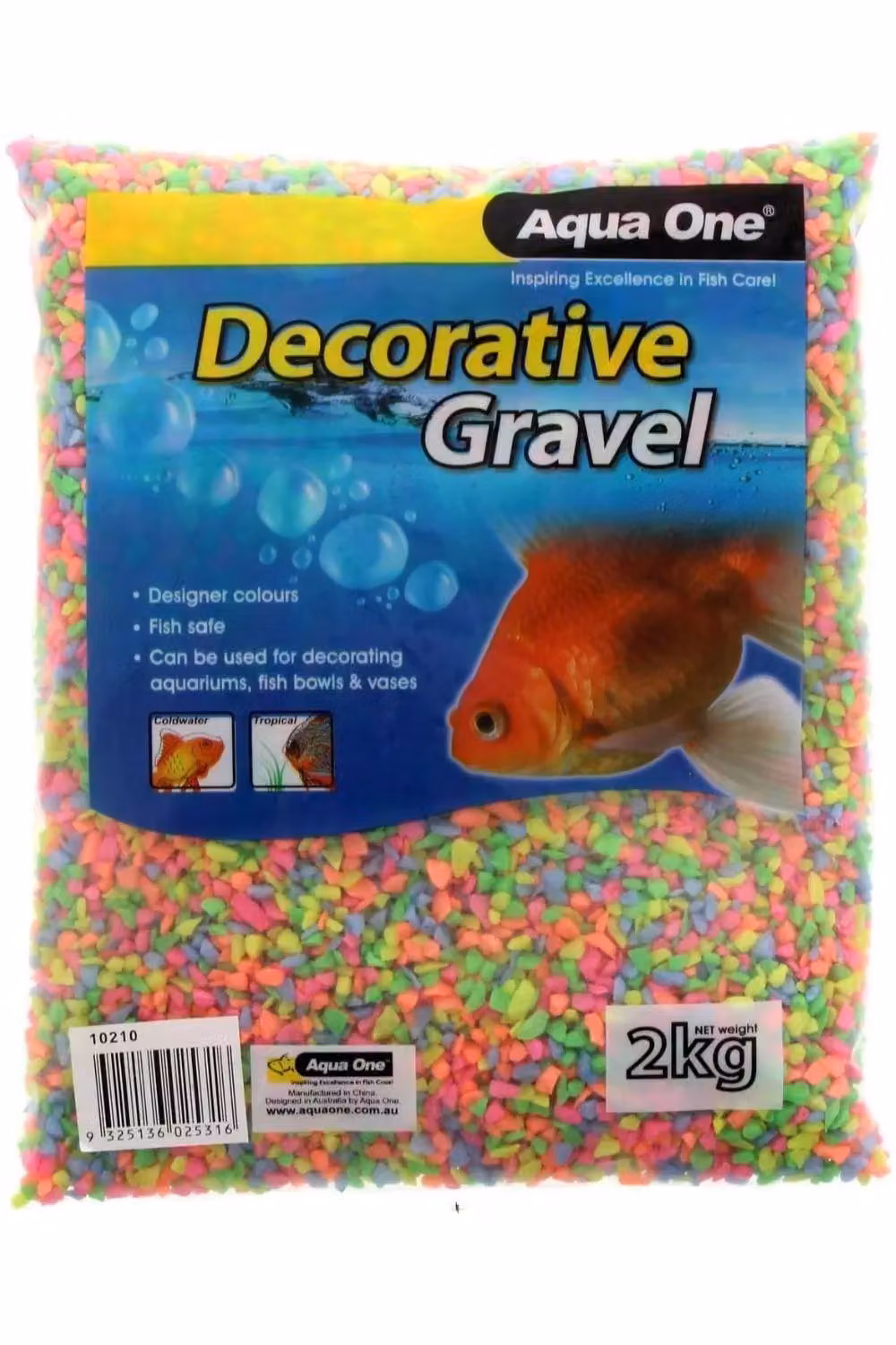 Aqua One Neon Multicolour Decorative Aquarium Gravel, 2kg (4-6mm) – 2