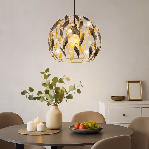 Globo Lighting Modern Round Metal Pendant Light in Gold and Black, Diameter: 40 cm – 3