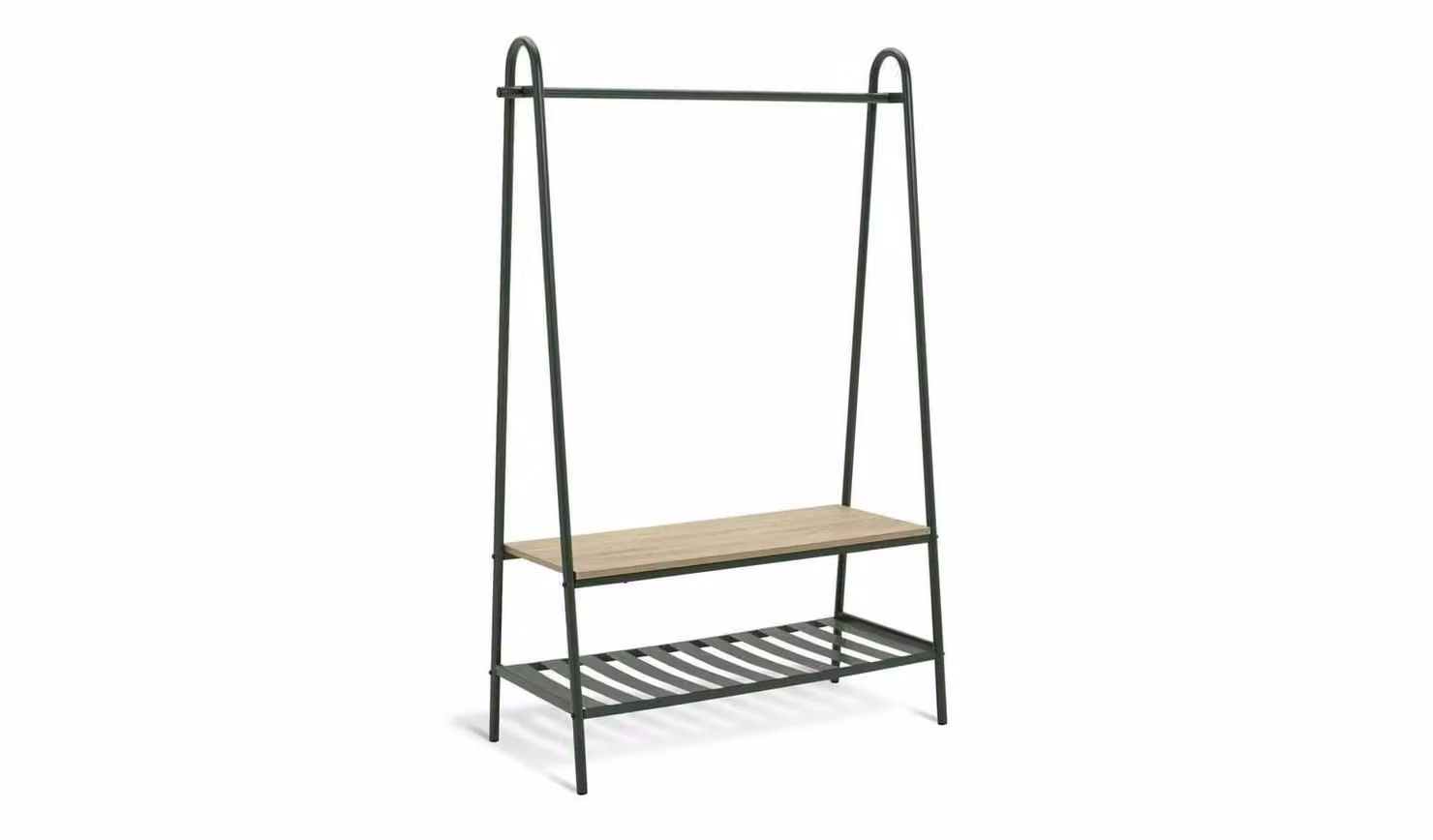 Turner Green Metal Freestanding Clothes Rail with Shoe Rack