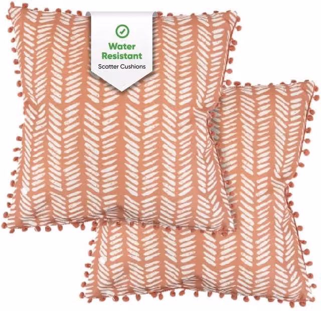 Gardenwize Pack of 2 Square Floral Outdoor Scatter Cushions in Orange