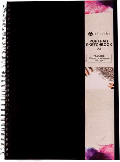 Art Studio A3 Portrait Sketchbook in Black