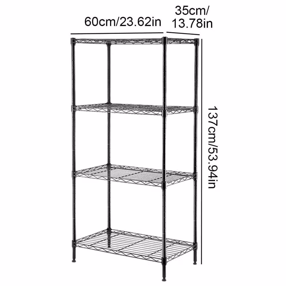 Kelvenix 4 Tier Metal Storage Rack in Black, W/D/H: 60 x 35 x 137 cm – 2