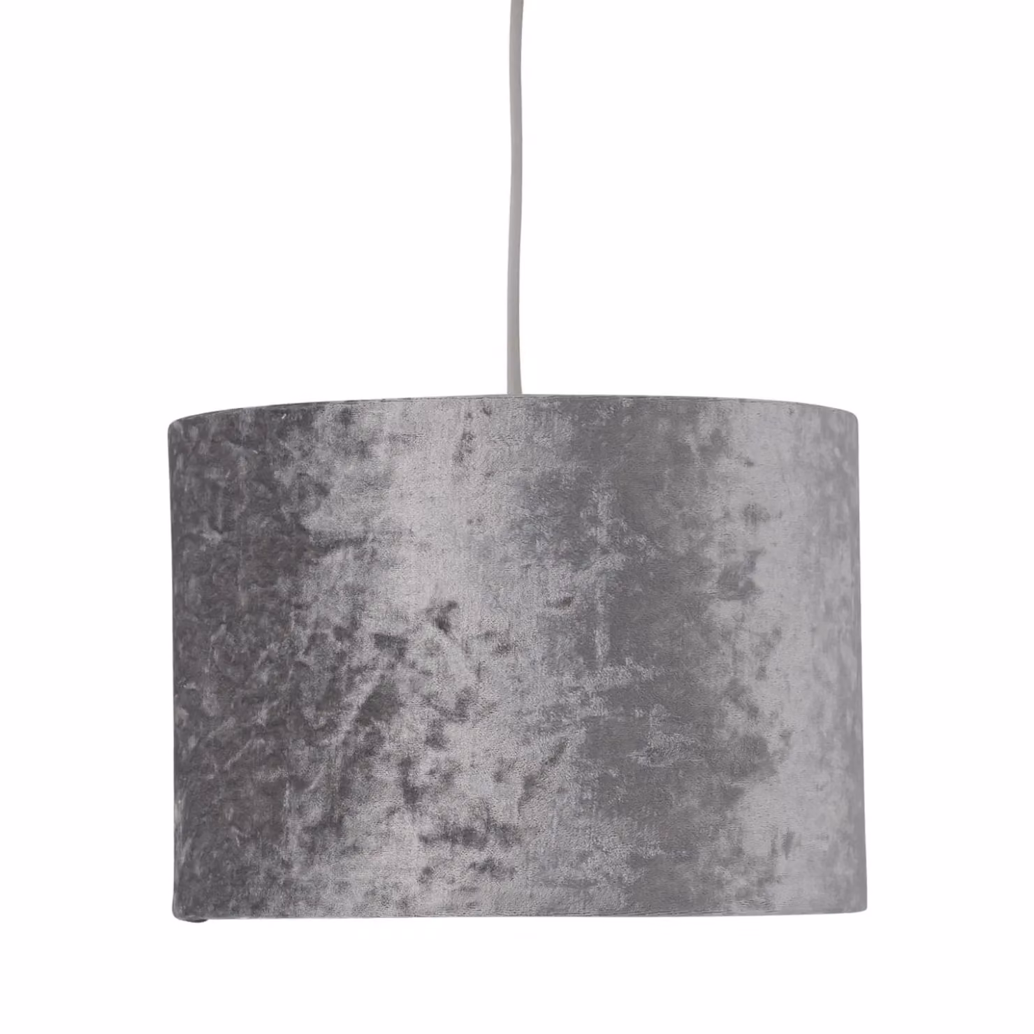 First Choice Lighting Grey Crushed Velvet Round Pendant Lightshade, Diameter: 25 cm – 2