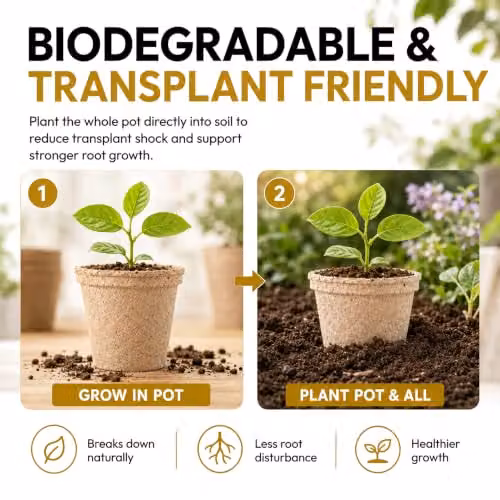 Jiffy Botanian Peat Free Fibre Growing Pots, 15 Pack, Brown – 3