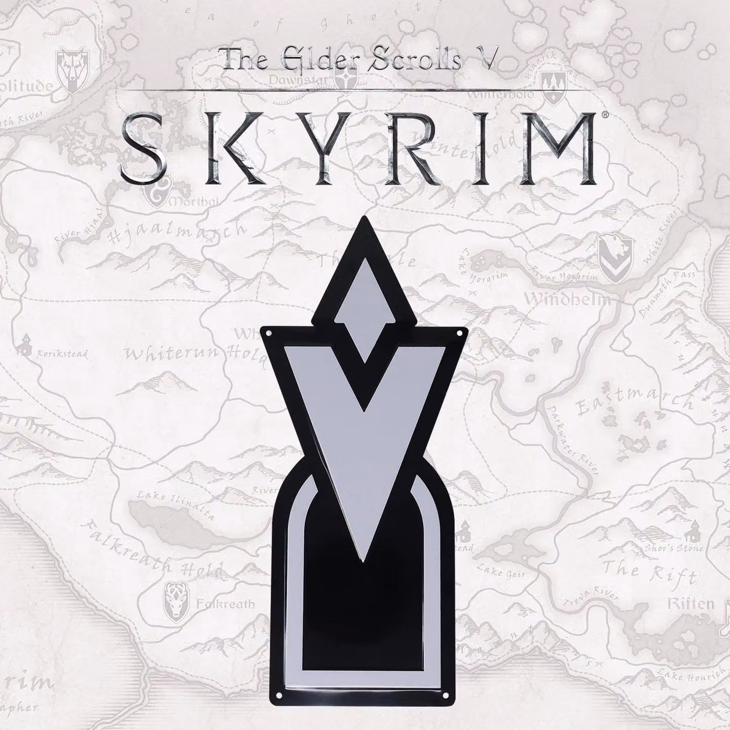 Elder Scrolls Skyrim Quest Marker Metal Tin Sign in White and Black, W/H: 27.94 x 27.94 cm – 4