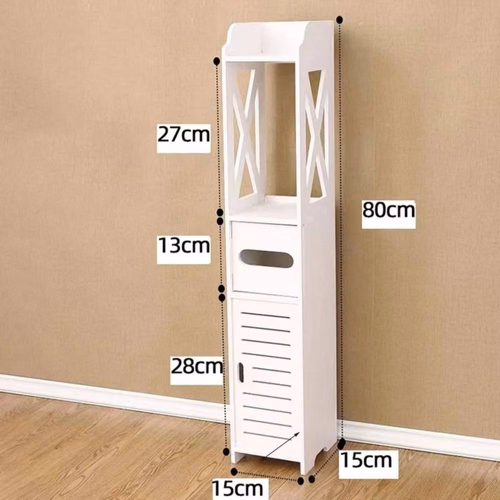 FORGEVIO White Waterproof Freestanding Bathroom Storage Cabinet with Hinged Doors and Internal Shelves – 2