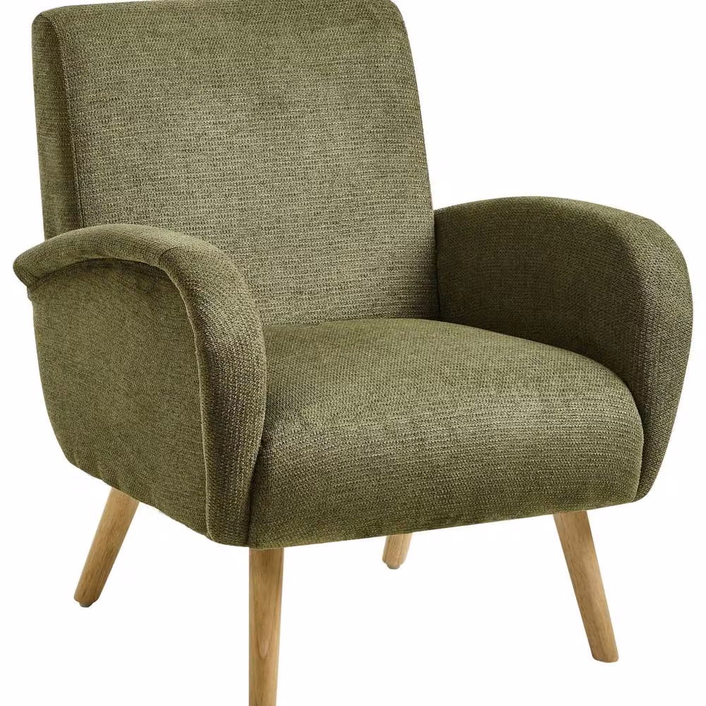 Wyld and Coco Green Mid-Century Lounge Armchair with Rubberwood Legs – 2