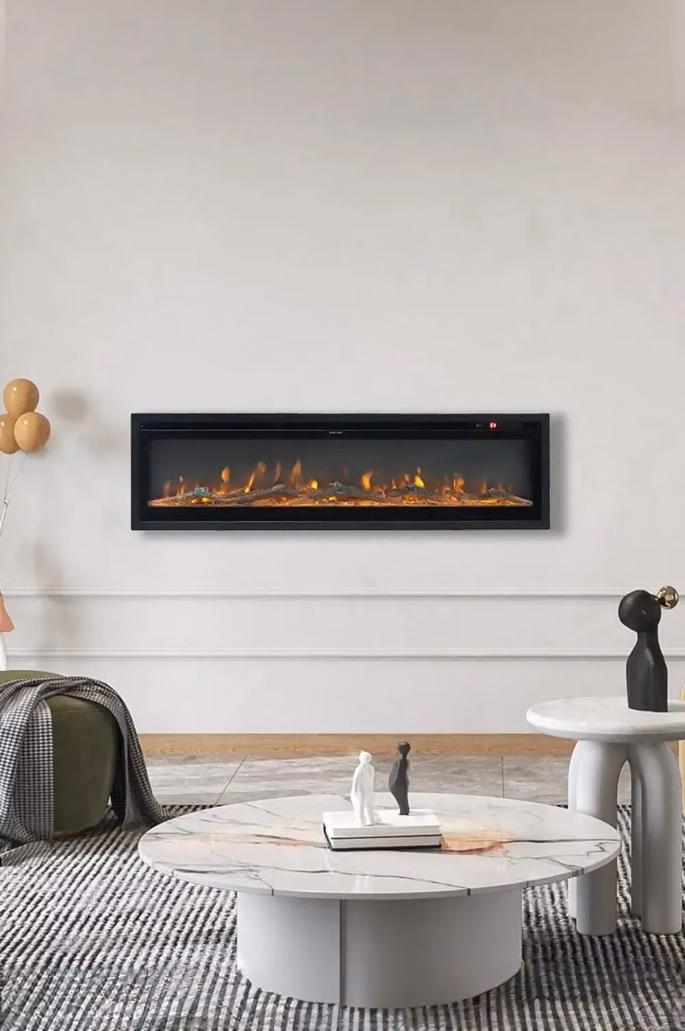 Living and Home 50 Inch Electric Fireplace with Remote, 12 Flame Colours and 1500W Heating in Black – 2