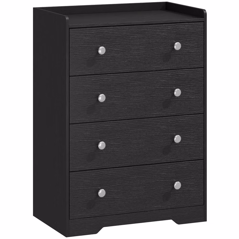 STILVORA 4 Drawer Chest of Drawers in Black with Matt Melamine Finish – 7