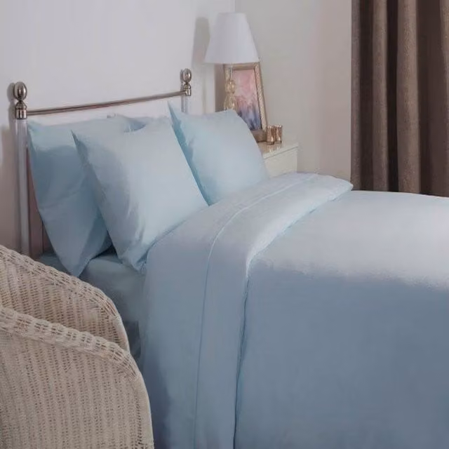 Belledorm Blue Brushed Cotton Extra Deep Flannelette Fitted Sheet, Small Double, W: 120 cm x L: 200 cm