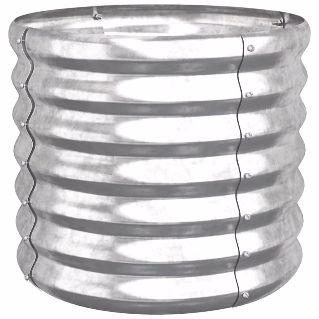 Berkfield Silver Powder-coated Steel Garden Planter Tub W/D/H: 40 x 40 x 36 cm – 2