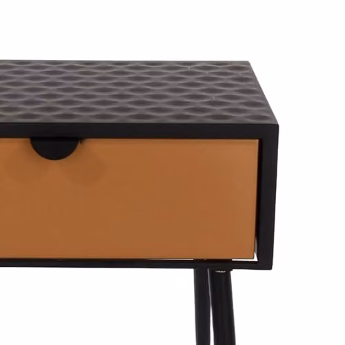 Core Products Jupiter 1 Drawer Metal Bedside Cabinet in Black and Bronze with Mid-Century Tapered Legs – 3
